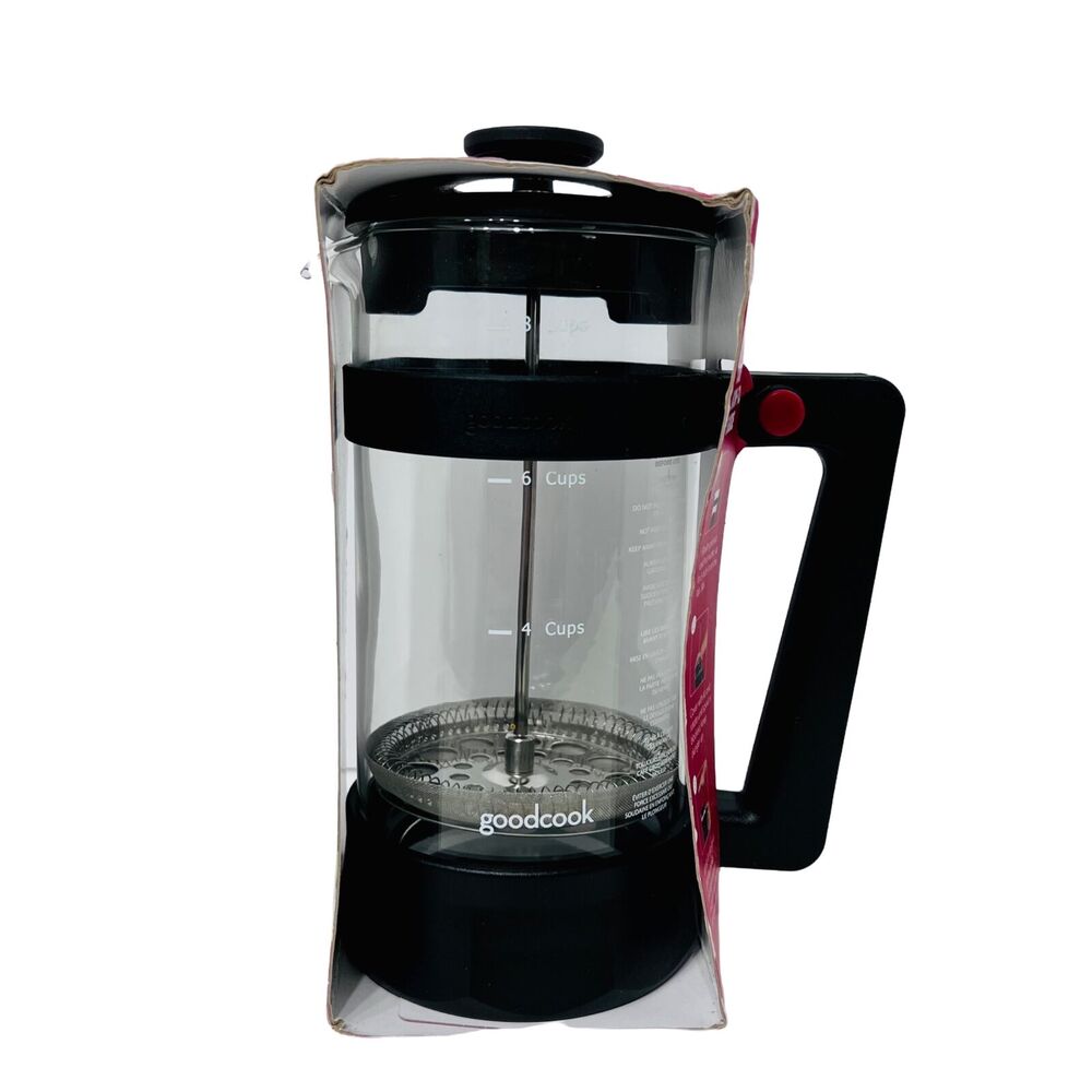 NEW Good Cook Koffe French Press Coffee Tea Maker 8 cup Glass Stainless Steel